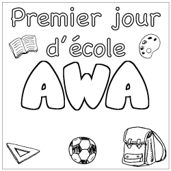 Dibujo para colorear AWA - decorado primer d&iacute;a de escuela