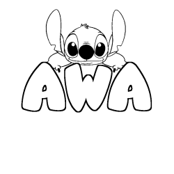 Coloración del nombre AWA - decorado Stitch