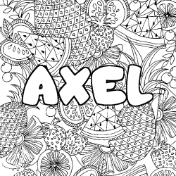 Coloración del nombre AXEL - decorado mandala de frutas