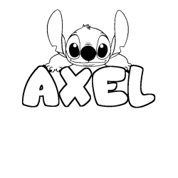 Coloración del nombre AXEL - decorado Stitch