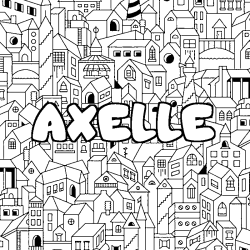Coloración del nombre AXELLE - decorado ciudad