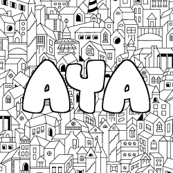 Dibujo para colorear AYA - decorado ciudad