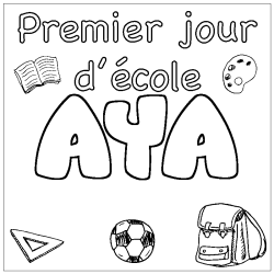 Dibujo para colorear AYA - decorado primer d&iacute;a de escuela