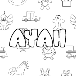 Coloración del nombre AYAH - decorado juguetes