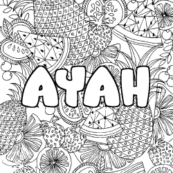 Coloración del nombre AYAH - decorado mandala de frutas