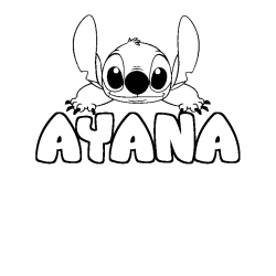 Coloración del nombre AYANA - decorado Stitch