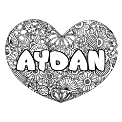 Coloración del nombre AYDAN - decorado mandala de corazón