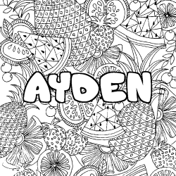 Coloración del nombre AYDEN - decorado mandala de frutas