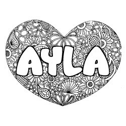 Coloración del nombre AYLA - decorado mandala de corazón