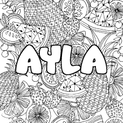Coloración del nombre AYLA - decorado mandala de frutas