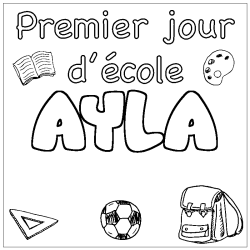 Dibujo para colorear AYLA - decorado primer d&iacute;a de escuela