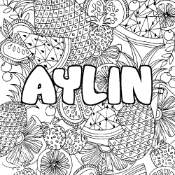 Coloración del nombre AYLIN - decorado mandala de frutas