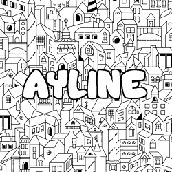 Coloración del nombre AYLINE - decorado ciudad