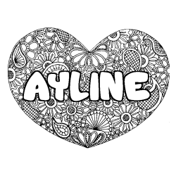 Coloración del nombre AYLINE - decorado mandala de corazón