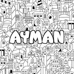 Coloración del nombre AYMAN - decorado ciudad