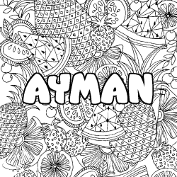 Coloración del nombre AYMAN - decorado mandala de frutas