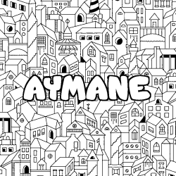 Coloración del nombre AYMANE - decorado ciudad