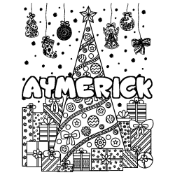 Coloración del nombre AYMERICK - decorado árbol de Navidad y regalos