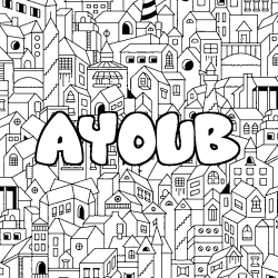 Coloración del nombre AYOUB - decorado ciudad