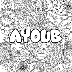 Coloración del nombre AYOUB - decorado mandala de frutas