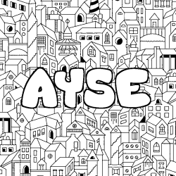 Dibujo para colorear AYSE - decorado ciudad
