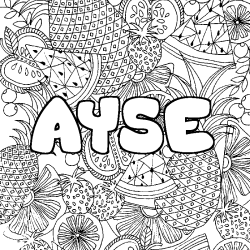 Coloración del nombre AYSE - decorado mandala de frutas