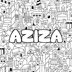 Coloración del nombre AZIZA - decorado ciudad