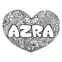 Coloración del nombre AZRA - decorado mandala de corazón