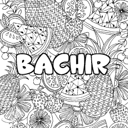 Coloración del nombre BACHIR - decorado mandala de frutas