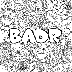 Coloración del nombre BADR - decorado mandala de frutas