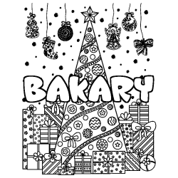 Coloración del nombre BAKARY - decorado árbol de Navidad y regalos