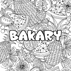 Coloración del nombre BAKARY - decorado mandala de frutas