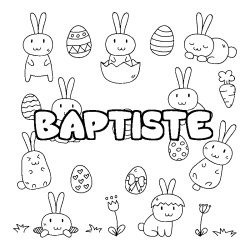 Coloración del nombre BAPTISTE - decorado Pascua