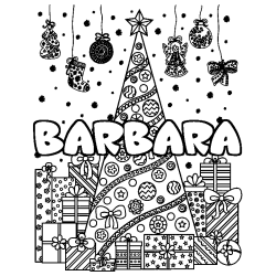 Coloración del nombre BARBARA - decorado árbol de Navidad y regalos