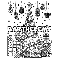 Coloración del nombre BARTHELEMY - decorado árbol de Navidad y regalos