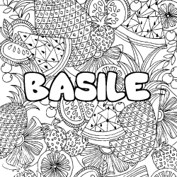 Coloración del nombre BASILE - decorado mandala de frutas