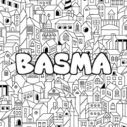 Dibujo para colorear BASMA - decorado ciudad