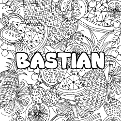 Coloración del nombre BASTIAN - decorado mandala de frutas