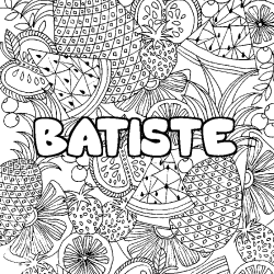 Coloración del nombre BATISTE - decorado mandala de frutas