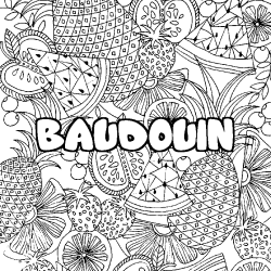 Coloración del nombre BAUDOUIN - decorado mandala de frutas