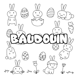 Coloración del nombre BAUDOUIN - decorado Pascua