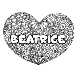 Dibujo para colorear B&Eacute;ATRICE - decorado mandala de coraz&oacute;n