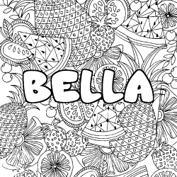 Coloración del nombre BELLA - decorado mandala de frutas