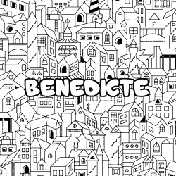 Dibujo para colorear BENEDICTE - decorado ciudad