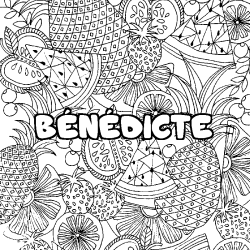 Coloración del nombre BÉNÉDICTE - decorado mandala de frutas