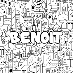 Coloración del nombre BENOÎT - decorado ciudad