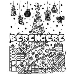 Dibujo para colorear B&Eacute;RENG&Egrave;RE - decorado &aacute;rbol de Navidad y regalos