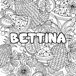 Coloración del nombre BETTINA - decorado mandala de frutas