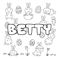 Coloración del nombre BETTY - decorado Pascua