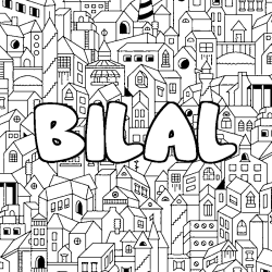 Coloración del nombre BILAL - decorado ciudad